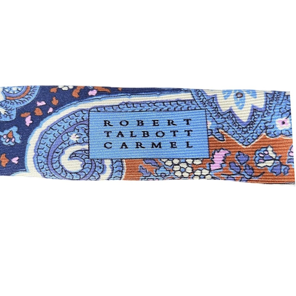Robert Talbott Best‎ of Class Nordstrom Silk Paisley Tie Blue Orange Made in USA - Picture 4 of 4